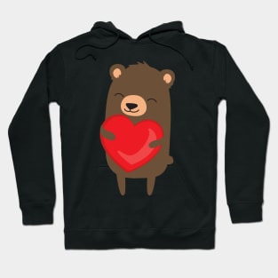 Cute cartoon bear holding heart. Hoodie